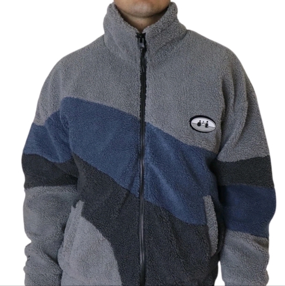 ERDU And IZC Men's Heavyweight Sherpa Fleece Jacket Blue Gray - M (NWOT)